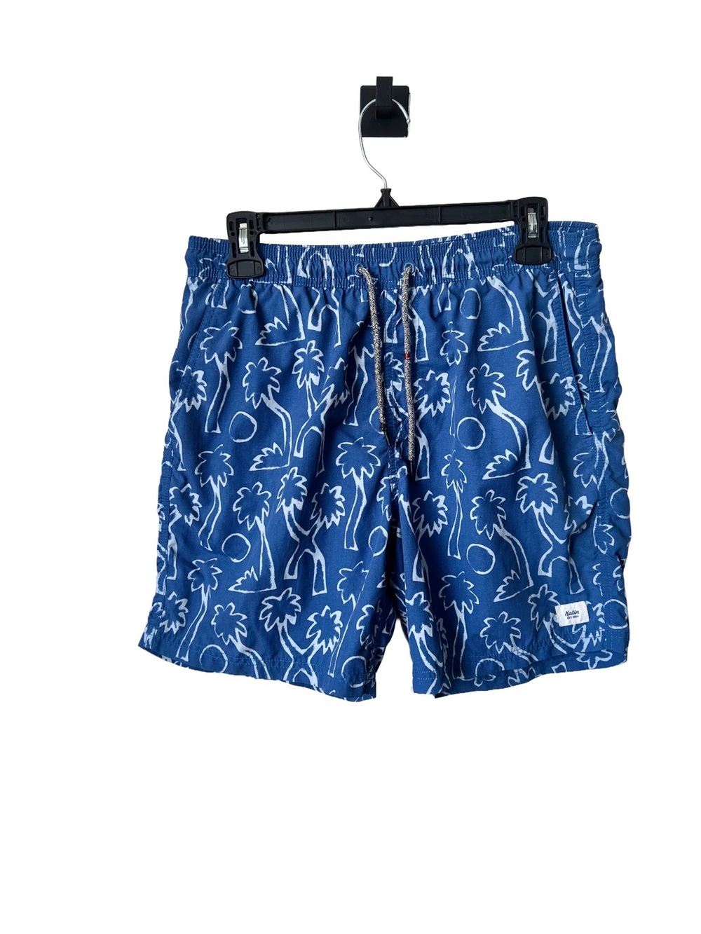 Katin boy’s Blue Palm-Pattern Swim Trunks, Sz 
XL (18-20) youth